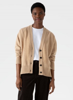 Beige Sunspel Lambswool Cardigan | 92301-JRGI | USA