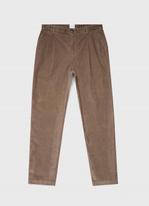 Beige Sunspel Pleated Corduroy Trouser | 96812-DMCV | USA