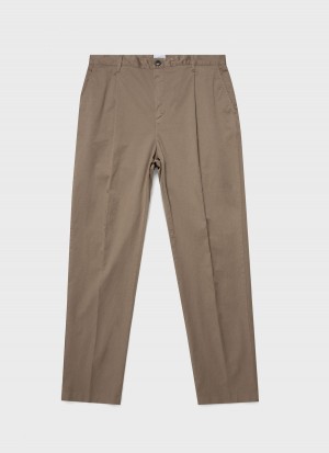 Beige Sunspel Pleated Twill Trouser | 40278-CQYV | USA