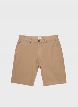 Beige Sunspel Stretch Cotton Twill Chino Shorts | 92375-MPEU | USA