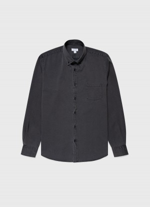 Black Sunspel Button Down Denim Shirt | 20973-OASL | USA