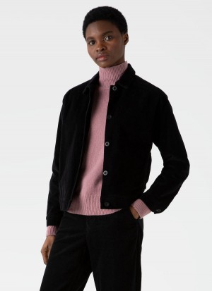 Black Sunspel Corduroy Boxy Jacket | 50387-QVST | USA