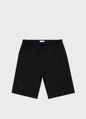 Black Sunspel Cotton Modal Lounge Shorts | 97260-JZLE | USA