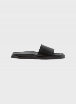 Black Sunspel Leather Slider | 53470-CIOU | USA