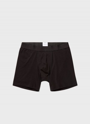 Black Sunspel Long Cut Stretch Cotton Trunks | 84371-AXIM | USA