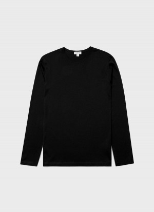 Black Sunspel Long Sleeve Classic T-shirt | 40589-NPIY | USA