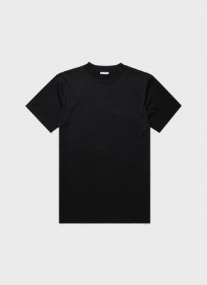 Black Sunspel Mock Neck T-shirt | 16438-BCXQ | USA