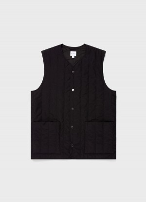 Black Sunspel Quilted Liner Gilet | 45219-CDXY | USA