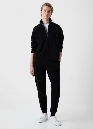 Black Sunspel Relaxed Loopback Sweatpants | 41630-RGMS | USA