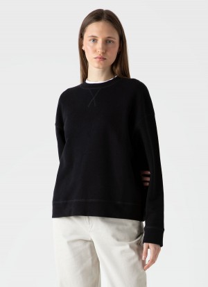 Black Sunspel Relaxed Loopback Sweatshirt | 38460-XWBI | USA