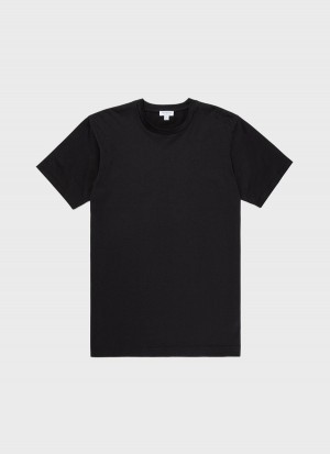 Black Sunspel Riviera Midweight T-shirt | 82970-WXZC | USA