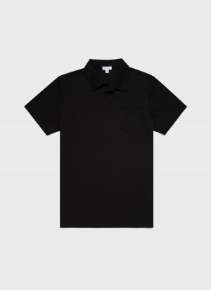 Black Sunspel Riviera Polo Shirt | 70158-SKAT | USA