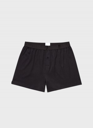 Black Sunspel Sea Island Cotton One‑Button Shorts | 02954-UDHX | USA