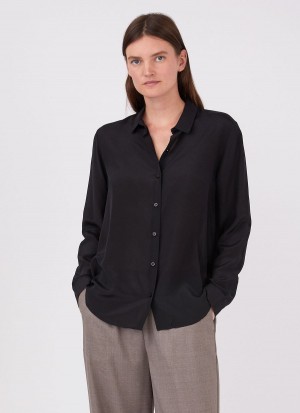 Black Sunspel Silk Blouse | 68573-GJYX | USA