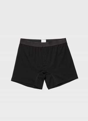 Black Sunspel Superfine Cotton Two‑Button Shorts | 48967-QYVI | USA