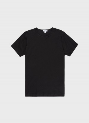 Black Sunspel Superfine Cotton Underwear T-shirt | 65894-DVXM | USA