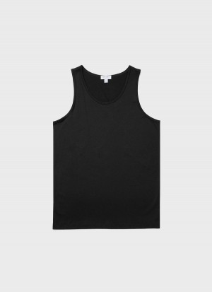 Black Sunspel Superfine Cotton Underwear Vest | 78960-IOLR | USA