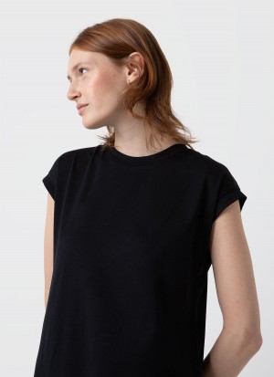 Black Sunspel T-shirt Dress | 73861-WQSG | USA