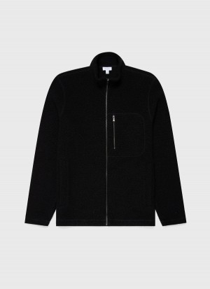 Black Sunspel Wool Fleece Jacket | 76915-BIFD | USA