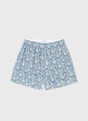 Blue Sunspel Classic Boxer Shorts in Liberty Fabric | 97405-NDYW | USA