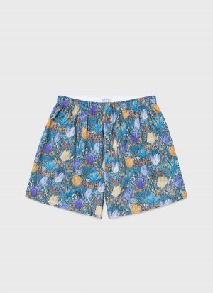 Blue Sunspel Classic Boxer Shorts in Liberty Fabric | 94625-KVDU | USA