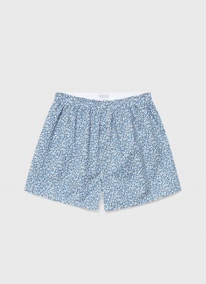 Blue Sunspel Classic Boxer Shorts in Liberty Fabric | 81536-MKZE | USA