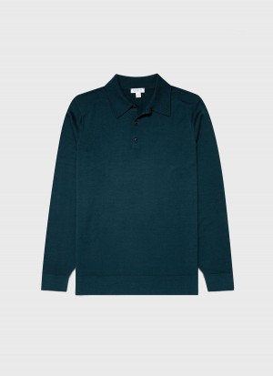 Blue Sunspel Extra‑Fine Merino Polo Shirt | 24130-KWEL | USA