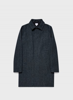 Blue Sunspel Harris Tweed Car Coat | 70943-UJYO | USA