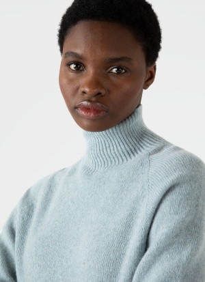 Blue Sunspel Lambswool Funnel Neck Jumper | 23198-HWVQ | USA