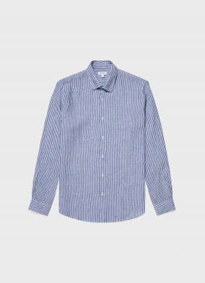 Blue Sunspel Linen Shirt | 93548-WUSY | USA