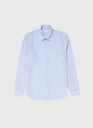 Blue Sunspel Linen Shirt | 94630-DQVM | USA