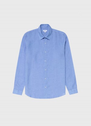 Blue Sunspel Linen Shirt | 97041-EBRQ | USA