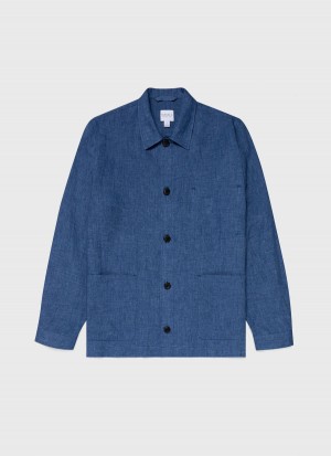 Blue Sunspel Linen Twin Pocket Jacket | 93542-FBPJ | USA