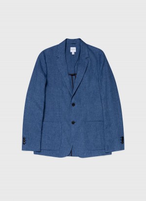 Blue Sunspel Linen Unstructured Blazer | 67803-COYE | USA