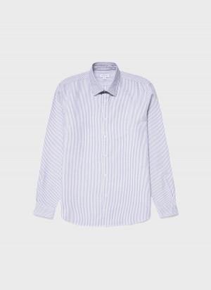 Blue Sunspel Oxford Stripe Shirt | 81062-ZJHP | USA