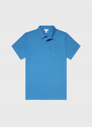 Blue Sunspel Riviera Polo Shirt | 91602-LSOC | USA