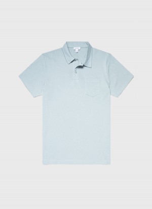 Blue Sunspel Riviera Polo Shirt | 98640-YKXJ | USA