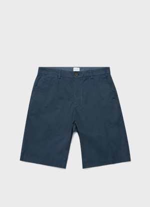 Blue Sunspel Stretch Cotton Twill Chino Shorts | 75849-GYJX | USA