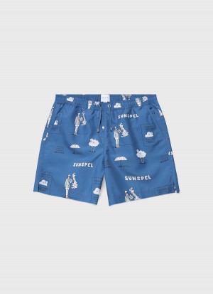 Blue Sunspel Sunspel x Matt Blease Drawstring Swim Shorts | 16894-JZRI | USA