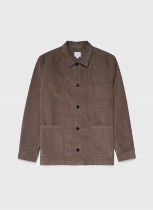 Brown Sunspel Corduroy Twin Pocket Jacket | 57192-QKUY | USA