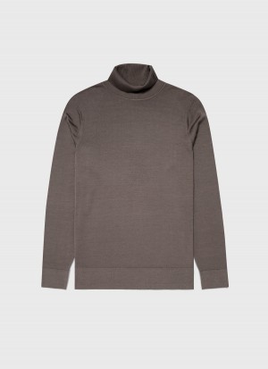 Brown Sunspel Extra‑Fine Merino Roll Neck | 12605-VJKT | USA