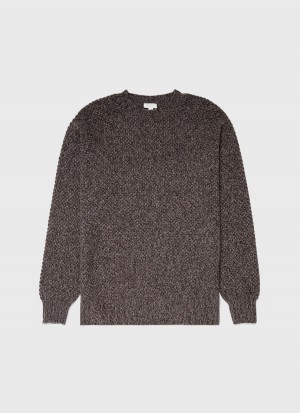 Brown Sunspel Lambswool Textured Jumper | 95741-VDIW | USA