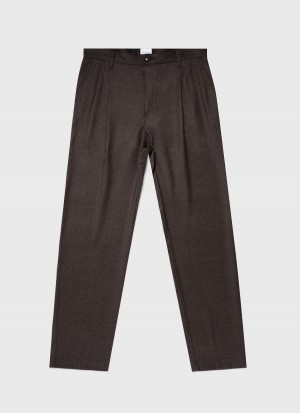 Brown Sunspel Pleated Wool Flannel Trouser | 36921-TUWR | USA