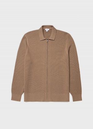 Brown Sunspel Sunspel x MR PORTER Mesh Knit Jacket | 95714-VBCU | USA