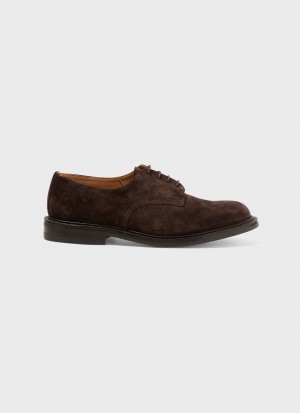 Brown Sunspel Sunspel x Trickers Suede Derby Shoe | 67932-KOMW | USA