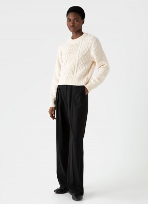 Ecru Sunspel Cable Knit Jumper | 20763-VHOW | USA