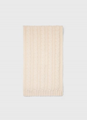 Ecru Sunspel Lambswool Cable Scarf | 27450-TCSE | USA