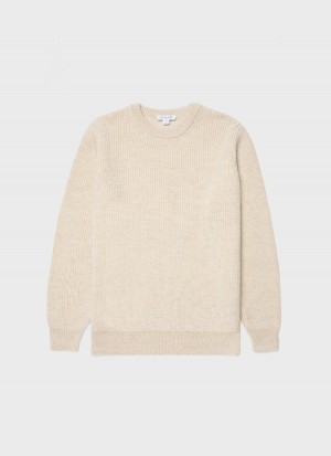 Ecru Sunspel Luxury British Wool Jumper | 08129-PLWC | USA