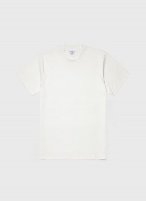 Ecru Sunspel Relaxed Fit Heavyweight T-shirt | 54029-TZSK | USA