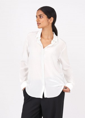 Ecru Sunspel Silk Blouse | 61284-NRTW | USA